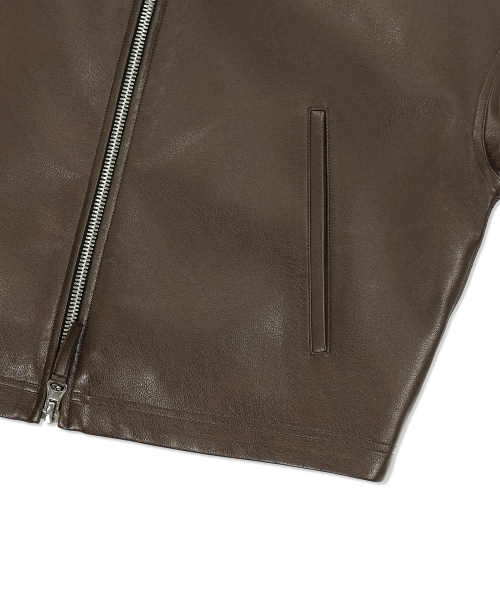 Yuje（ユジェ）の「MONO LEATHER JACKET (2color)（ライダースジャケット・レディース・ブラウン/ブラック・FREE）」の9枚目の写真