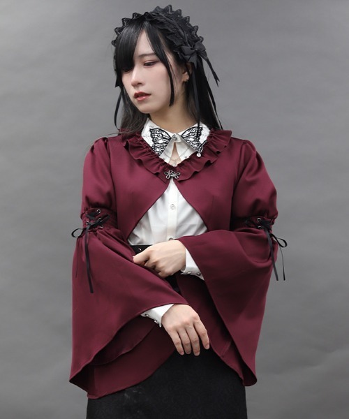 NIBBLE POISON(ニブルポイズン)の「フレアスリーブボレロJK(ベスト・レディース・ブラック/ワイン・MEDIUM)」の15枚目の写真