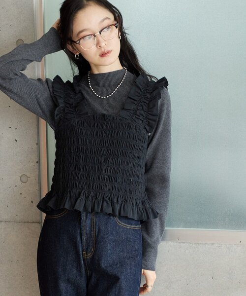 DISCOAT(ディスコート)の「【Noka】カットギャザーフリルベスト《WEB限定》(Tシャツ/カットソー・レディース・ブラウン/グレー/ブラック・FREE)」の8枚目の写真