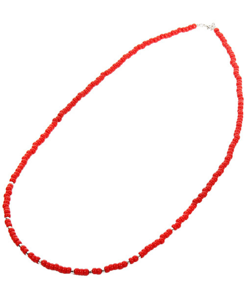 8(eight)(エイト)の「ロング ビーズネックレス シルバービーズ インディアンジュェリー (ネックレス・メンズ・レッド/ブラック/ブルー・FREE)」の1枚目の写真