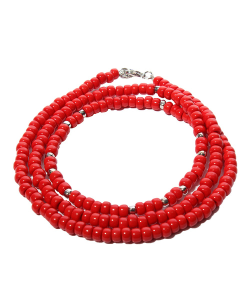 8(eight)(エイト)の「ロング ビーズネックレス シルバービーズ インディアンジュェリー (ネックレス・メンズ・レッド/ブラック/ブルー・FREE)」の4枚目の写真