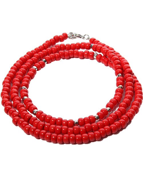 8(eight)(エイト)の「ロング ビーズネックレス シルバービーズ インディアンジュェリー (ネックレス・メンズ・レッド/ブラック/ブルー・FREE)」の9枚目の写真