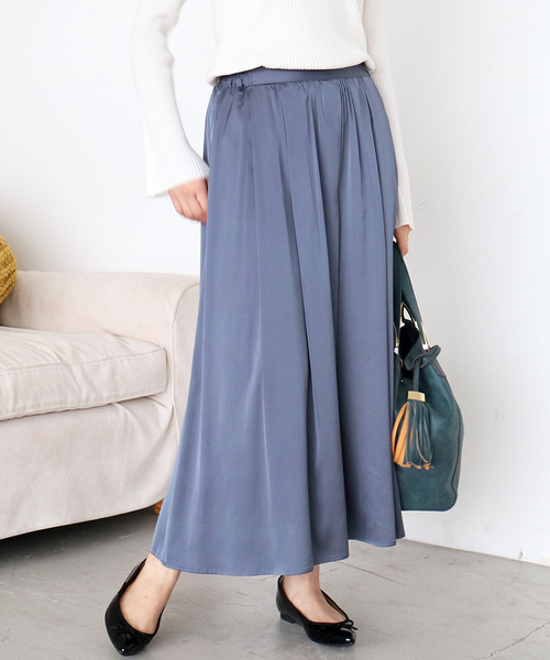 N.(N. Natural Beauty Basic)(エヌエヌナチュラルビューティーベーシック)の「サテンガウチョパンツ(その他パンツ・レディース・ブルー/ベージュ/ピンク・MEDIUM)」の2枚目の写真