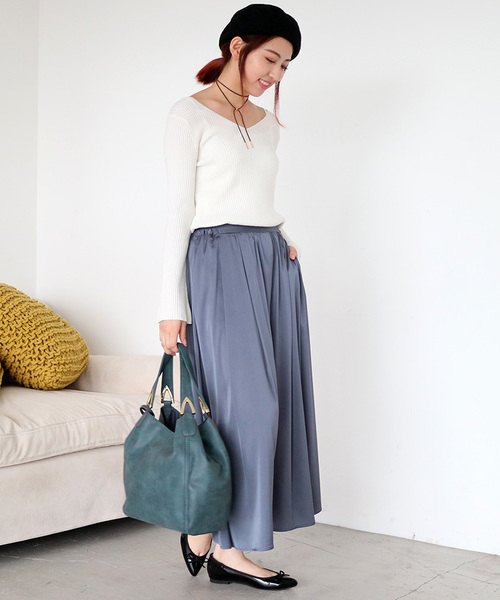 N.(N. Natural Beauty Basic)(エヌエヌナチュラルビューティーベーシック)の「サテンガウチョパンツ(その他パンツ・レディース・ブルー/ベージュ/ピンク・MEDIUM)」の14枚目の写真