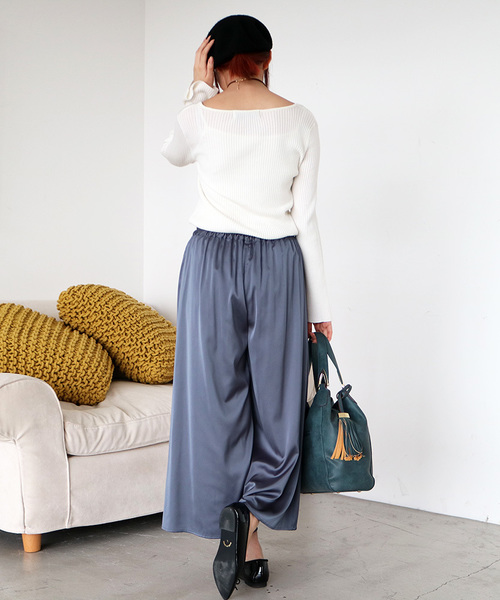 N.(N. Natural Beauty Basic)(エヌエヌナチュラルビューティーベーシック)の「サテンガウチョパンツ(その他パンツ・レディース・ブルー/ベージュ/ピンク・MEDIUM)」の16枚目の写真