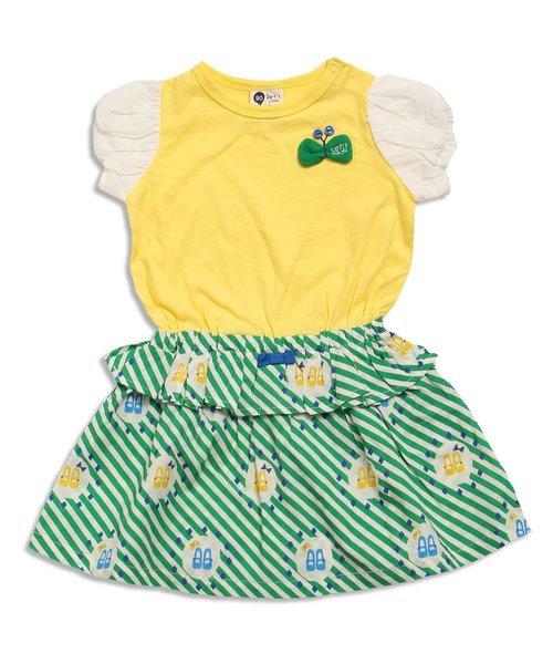 Petit jam（プチジャム）の「初夏の3柄ドッキングワンピース（ワンピース・キッズ・イエロー/アイボリー/グレー・80/95/100/120/90/110/130）」の3枚目の写真