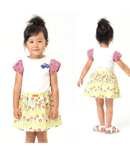 Petit jam（プチジャム）の「初夏の3柄ドッキングワンピース（ワンピース・キッズ・イエロー/アイボリー/グレー・80/95/100/120/90/110/130）」の5枚目の写真
