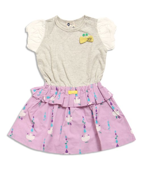 Petit jam（プチジャム）の「初夏の3柄ドッキングワンピース（ワンピース・キッズ・イエロー/アイボリー/グレー・80/95/100/120/90/110/130）」の6枚目の写真