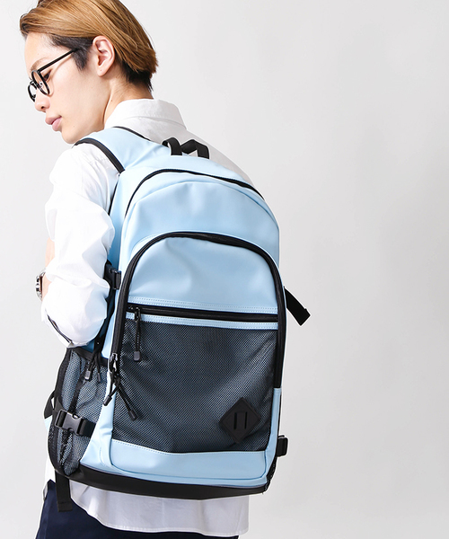 WEGO（ウィゴー）の「WEGO/フェイクレザースクールビッグリュック（バックパック/リュック・メンズ・ブラック/サックスブルー/ライトピンク/ホワイト・FREE）」の4枚目の写真