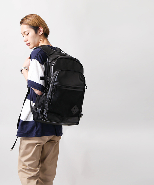 WEGO（ウィゴー）の「WEGO/フェイクレザースクールビッグリュック（バックパック/リュック・メンズ・ブラック/サックスブルー/ライトピンク/ホワイト・FREE）」の9枚目の写真