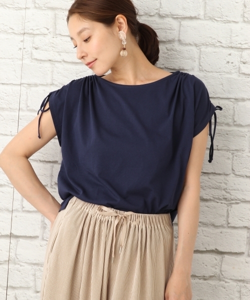 LEPSIM（レプシィム）の「ソデストリングプルオーバーSS　760809（Tシャツ/カットソー・レディース・ブラック/ネイビー/ストライプ/オフホワイト・LARGE/MEDIUM）」の3枚目の写真