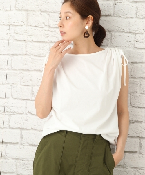 LEPSIM（レプシィム）の「ソデストリングプルオーバーSS　760809（Tシャツ/カットソー・レディース・ブラック/ネイビー/ストライプ/オフホワイト・LARGE/MEDIUM）」の16枚目の写真