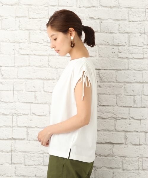 LEPSIM（レプシィム）の「ソデストリングプルオーバーSS　760809（Tシャツ/カットソー・レディース・ブラック/ネイビー/ストライプ/オフホワイト・LARGE/MEDIUM）」の6枚目の写真