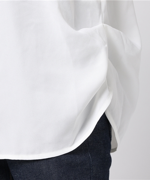 VENCEEXCHANGE（ヴァンスエクスチェンジ）の「ZIPフレンチスリーブシャツ（シャツ/ブラウス・レディース・スカイブルー/オフホワイト・MEDIUM）」の9枚目の写真