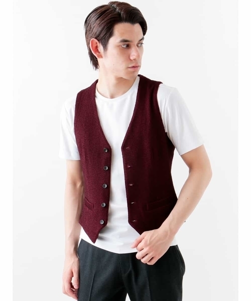 MICHEL KLEIN HOMME (ミッシェルクランオム)の「ジレ【ルイーザ】(ベスト・メンズ・ワインレッド/ネイビー・MEDIUM/LARGE)」の2枚目の写真