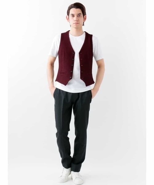 MICHEL KLEIN HOMME (ミッシェルクランオム)の「ジレ【ルイーザ】(ベスト・メンズ・ワインレッド/ネイビー・MEDIUM/LARGE)」の3枚目の写真