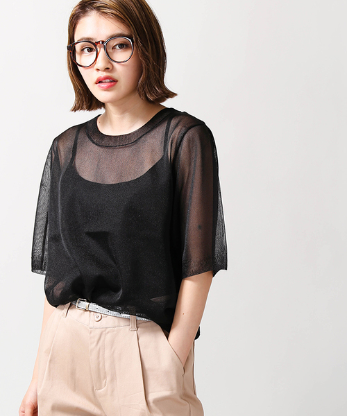 WEGO（ウィゴー）の「WEGO/ラメシアートップス（ニット/セーター・レディース・ライトパープル/ホワイト/ブラック・FREE）」の3枚目の写真