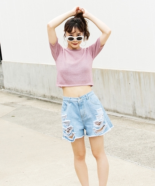 WEGO（ウィゴー）の「WEGO/ラメシアートップス（ニット/セーター・レディース・ライトパープル/ホワイト/ブラック・FREE）」の11枚目の写真