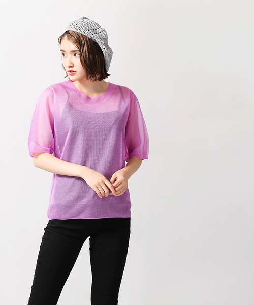 WEGO（ウィゴー）の「WEGO/ラメシアートップス（ニット/セーター・レディース・ライトパープル/ホワイト/ブラック・FREE）」の22枚目の写真