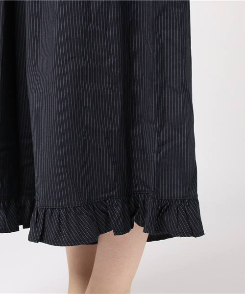 新品◆Ne-net　ネネット　ピンストライプガウチョパンツ◆ネイビー クイーンズコート QUEENS COURT 刺繍レースガウチョパンツ （ネイビー