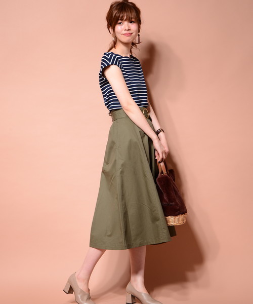 natural couture(ナチュラルクチュール)の「ベルト付きチノスカート(スカート・レディース・オレンジ/カーキ/ベージュ/パープル・FREE)」の10枚目の写真
