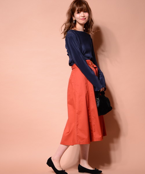 natural couture(ナチュラルクチュール)の「ベルト付きチノスカート(スカート・レディース・オレンジ/カーキ/ベージュ/パープル・FREE)」の16枚目の写真