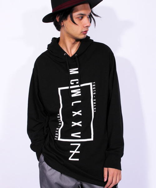 8(eight)(エイト)の「ロゴ プルオーバー パーカー スウェット ロング丈 (パーカー・メンズ・ホワイト/ブラック/グレー・MEDIUM/LARGE)」の3枚目の写真