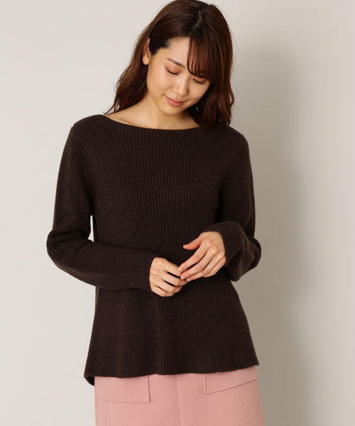 NATURAL BEAUTY BASIC（ナチュラルビューティーベーシック）の「【JJ×NBBコラボ】Aラインリブニット（ニット/セーター・レディース・オフホワイト/グレー/ブラウン/グリーン・MEDIUM）」の5枚目の写真