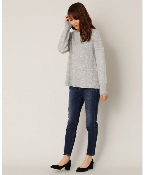 NATURAL BEAUTY BASIC（ナチュラルビューティーベーシック）の「【JJ×NBBコラボ】Aラインリブニット（ニット/セーター・レディース・オフホワイト/グレー/ブラウン/グリーン・MEDIUM）」の13枚目の写真