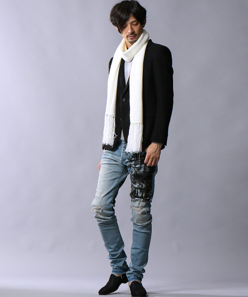 5351 POUR LES HOMMES（ゴーサンゴーイチプールオム）の「迷彩マフラー（マフラー・メンズ・ホワイト/ブラック・FREE）」の9枚目の写真