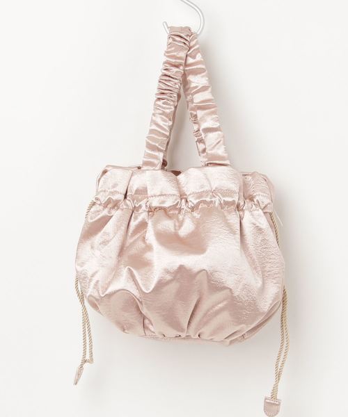 Casselini（キャセリーニ）の「サテン巾着BAG（ショルダーバッグ・レディース・ブラック/ブラウン/オリーブ/ピンク/アイボリー・FREE）」の5枚目の写真