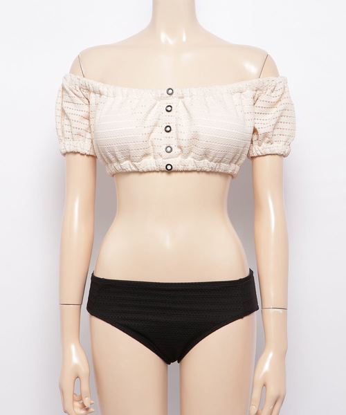 KOBE LETTUCE（コウベレタス）の「2wayオフショルダーフロントボタンメッシュビキニ（水着・レディース・ホワイト系その他/ブルー/グリーン系その他・FREE）」の8枚目の写真