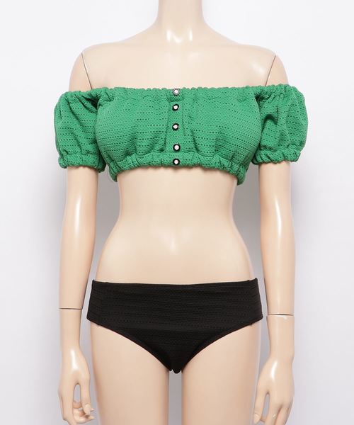 KOBE LETTUCE（コウベレタス）の「2wayオフショルダーフロントボタンメッシュビキニ（水着・レディース・ホワイト系その他/ブルー/グリーン系その他・FREE）」の2枚目の写真