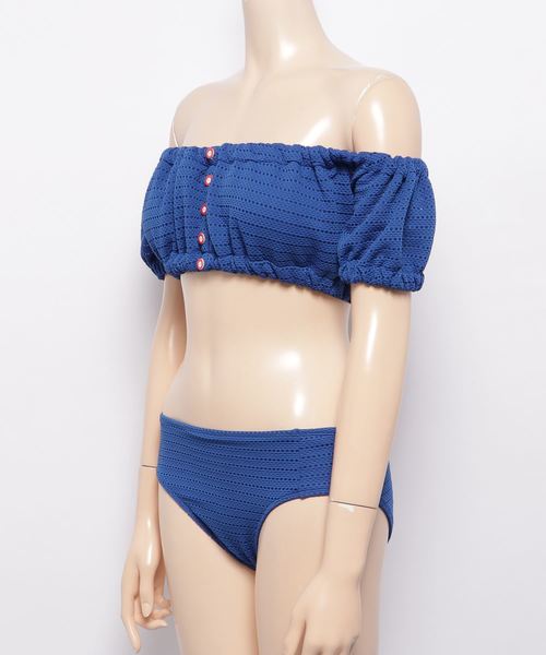 KOBE LETTUCE（コウベレタス）の「2wayオフショルダーフロントボタンメッシュビキニ（水着・レディース・ホワイト系その他/ブルー/グリーン系その他・FREE）」の4枚目の写真