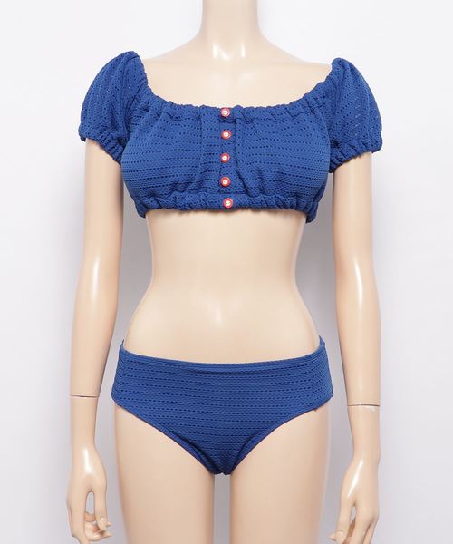 KOBE LETTUCE（コウベレタス）の「2wayオフショルダーフロントボタンメッシュビキニ（水着・レディース・ホワイト系その他/ブルー/グリーン系その他・FREE）」の6枚目の写真