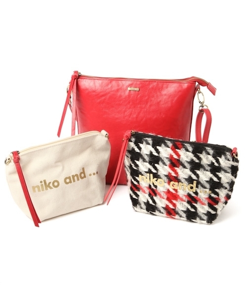 niko and...（ニコアンド）の「オリジナルロゴトリオショルダーバッグ（ショルダーバッグ・レディース・ブラック/レッド・FREE）」の4枚目の写真