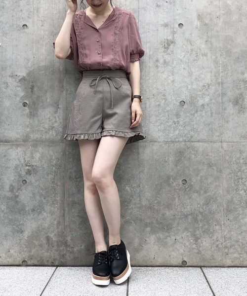 one after another NICE CLAUP（ワンアフターアナザーナイスクラップ）の「【ZOZO限定】レース付開襟ブラウス（シャツ/ブラウス・レディース・オフホワイト/ホワイト系その他/ブラック系その他/ピンク系その他/チェック・FREE）」の11枚目の写真