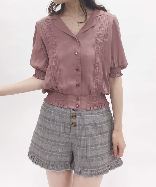 one after another NICE CLAUP（ワンアフターアナザーナイスクラップ）の「【ZOZO限定】レース付開襟ブラウス（シャツ/ブラウス・レディース・オフホワイト/ホワイト系その他/ブラック系その他/ピンク系その他/チェック・FREE）」の6枚目の写真