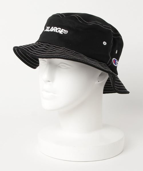 XLARGE（エクストララージ）の「【XLARGE×Champion】 STANDARD LOGO BUCKET HAT/チャンピオン（ハット・メンズ・ホワイト/ブラック/レッド・ONE SIZE）」の3枚目の写真