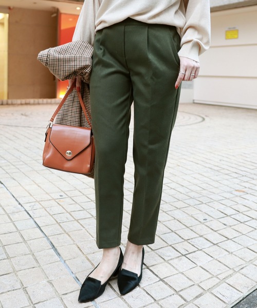 andme（アンドミー）の「フェイクウールテーパードパンツ（スラックス・レディース・チャコールグレー/ブラック/ネイビー/ブラウン/カーキ/グリーン系その他/ダークブラウン/ラベンダー/オフホワイト・S/M/L）」の7枚目の写真