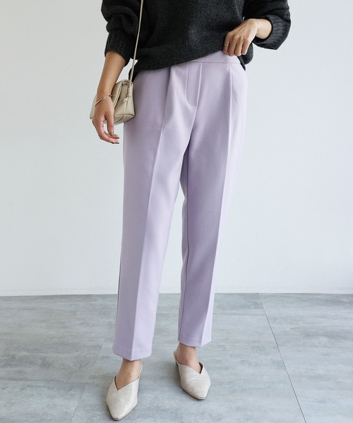 andme（アンドミー）の「フェイクウールテーパードパンツ（スラックス・レディース・チャコールグレー/ブラック/ネイビー/ブラウン/カーキ/グリーン系その他/ダークブラウン/ラベンダー/オフホワイト・S/M/L）」の9枚目の写真