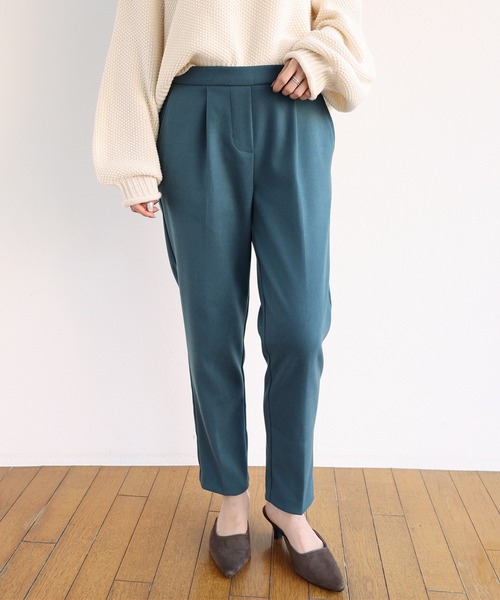 andme（アンドミー）の「フェイクウールテーパードパンツ（スラックス・レディース・チャコールグレー/ブラック/ネイビー/ブラウン/カーキ/グリーン系その他/ダークブラウン/ラベンダー/オフホワイト・S/M/L）」の8枚目の写真