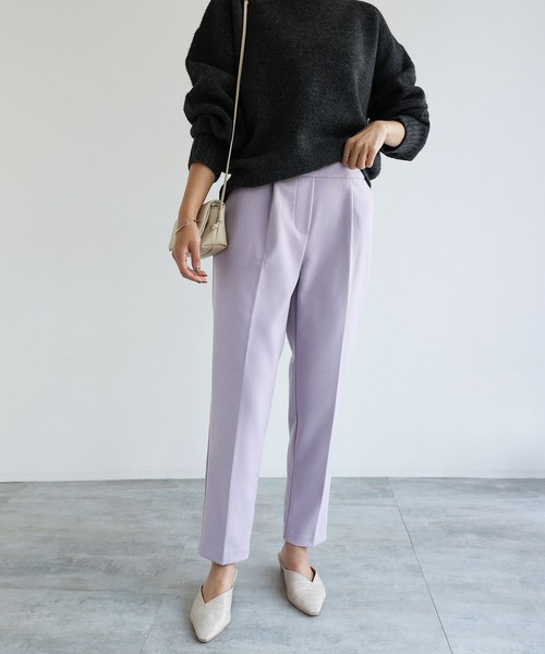 andme（アンドミー）の「フェイクウールテーパードパンツ（スラックス・レディース・チャコールグレー/ブラック/ネイビー/ブラウン/カーキ/グリーン系その他/ダークブラウン/ラベンダー/オフホワイト・S/M/L）」の11枚目の写真