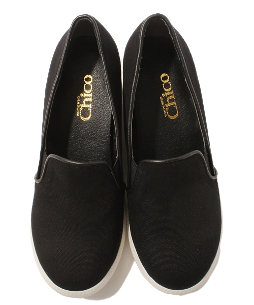 Chico（チコ）の「スリッポンウェッジ（スニーカー・レディース・ブラック/ホワイト/イエロー・SMALL/LARGE/MEDIUM）」の5枚目の写真