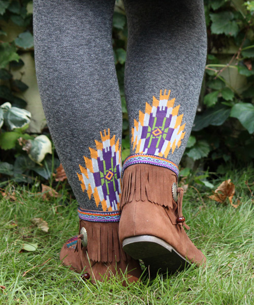 チチカカ(チチカカ)の「ナバホワンポイントタイツ(タイツ/ストッキング・レディース・グリーン/グレー・FREE)」の2枚目の写真