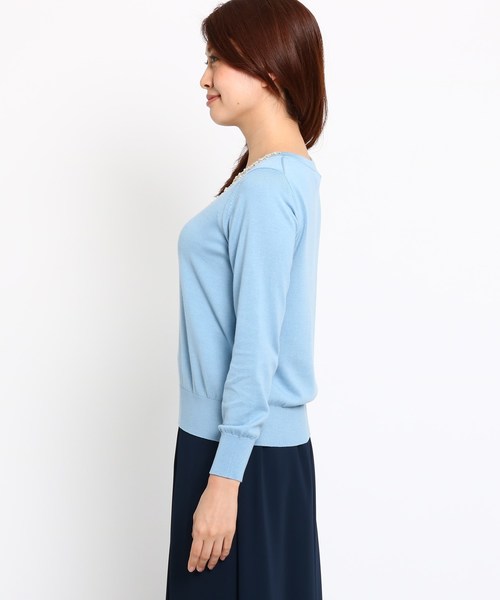 Sunauna(スーナウーナ)の「【洗える】パールビーズプルオーバー(Tシャツ/カットソー・レディース・ネイビー/グレー/サックスブルー・38/40)」の5枚目の写真