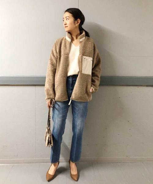 DouDou(ドゥドゥ)の「ボアブルゾン(その他アウター・レディース・ベージュ/オフホワイト・FREE)」の12枚目の写真