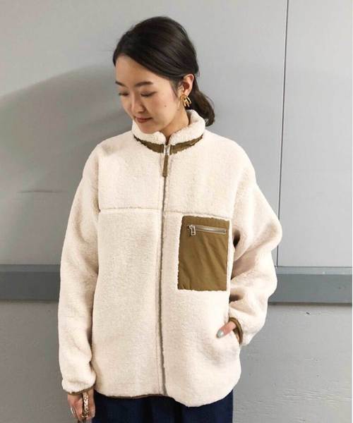 DouDou(ドゥドゥ)の「ボアブルゾン(その他アウター・レディース・ベージュ/オフホワイト・FREE)」の9枚目の写真