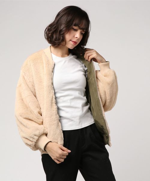 one way(ワンウェイ)の「リバーシブルBIG MA-1(MA-1・レディース・ブラック/ベージュ/ライトグリーン/ダークグリーン・M)」の11枚目の写真