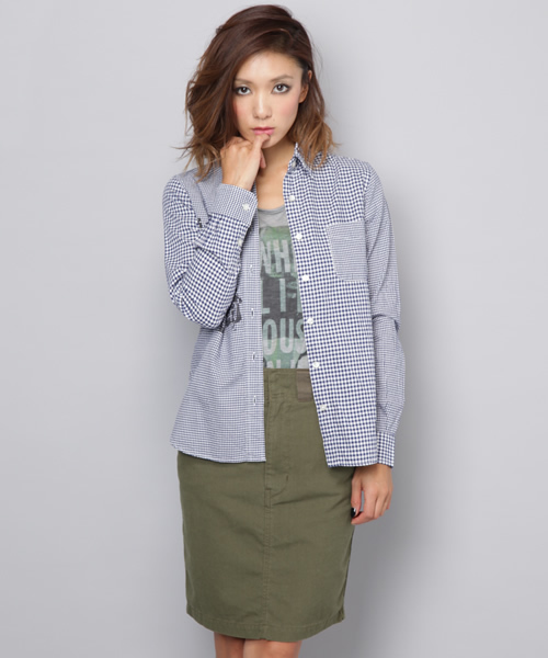 HYSTERIC GLAMOUR(ヒステリックグラマー)の「DAM/THE BEAT GOES ON! pt 長袖ワークSH(シャツ/ブラウス・レディース・グリーン系その他/ネイビー/ブラック系その他・FREE)」の3枚目の写真